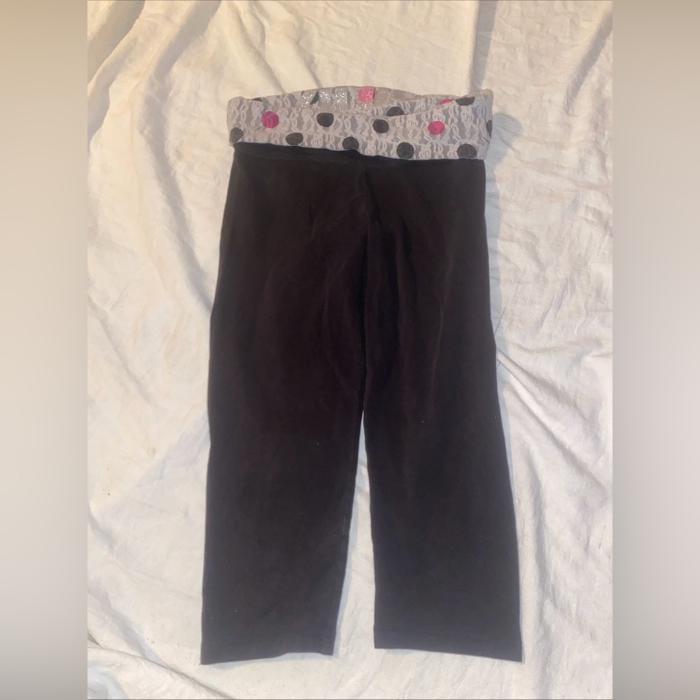 VS Pink Y2K  Foldover Polka Dots Bling  Capri Yoga Pants Size Medium